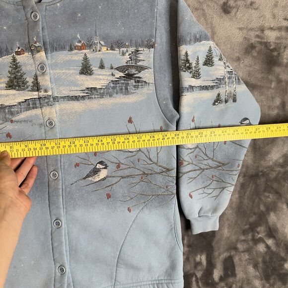 Vintage Nature All Over Print Pullover Button Up Women’s Small Long Sleeve - Picture 4 of 6